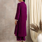 trueBrowns Wine Velvet Lace Kurta Pant Set | Relove - Swadesiicart