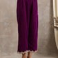 trueBrowns Wine Velvet Lace Kurta Pant Set | Relove - Swadesiicart