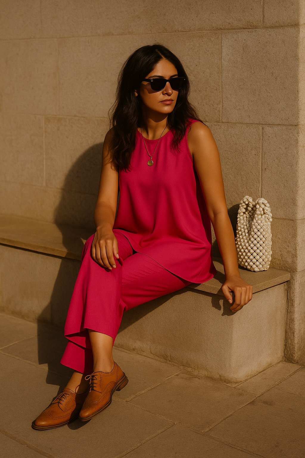trueBrowns Pink Viscose Co-ord Set - Swadesiicart