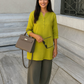 trueBrowns Lime Cotton Blend Short Kurta | Swadesiicart