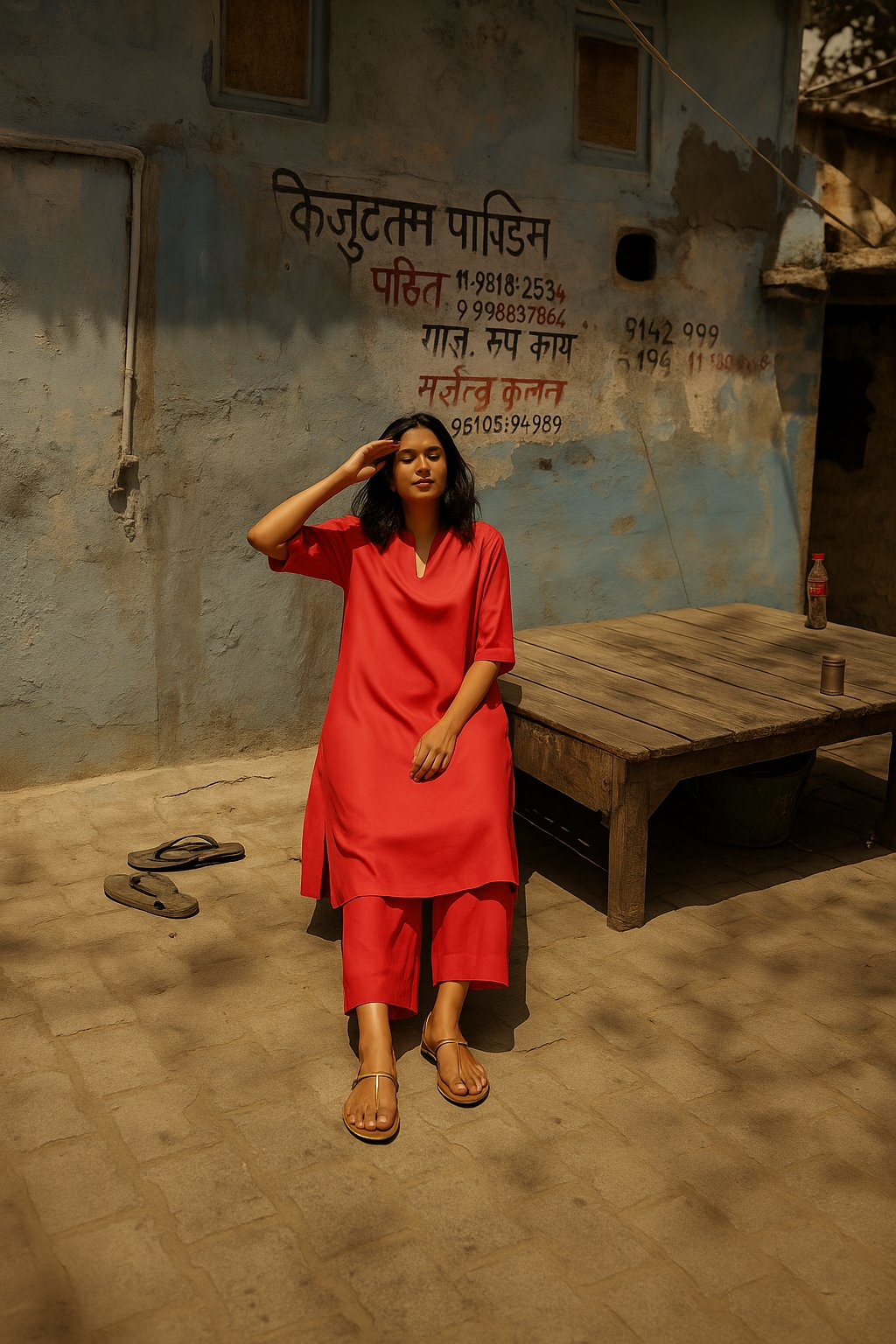 trueBrowns Coral Viscose Kurta Pant Set | Swadesiicart