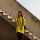 trueBrowns Green Cotton Blend Short Kurta | Swadesiicart