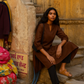 trueBrowns Brown Cotton Blend Short Kurta | Swadesiicart