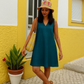 trueBrowns Dark Blue Cotton Blend Short Dress | Swadesiicart