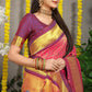 Jyoti Fashion Women's Pink Banarasi Silk Zari Woven Saree with Blouse | Swadesiicart