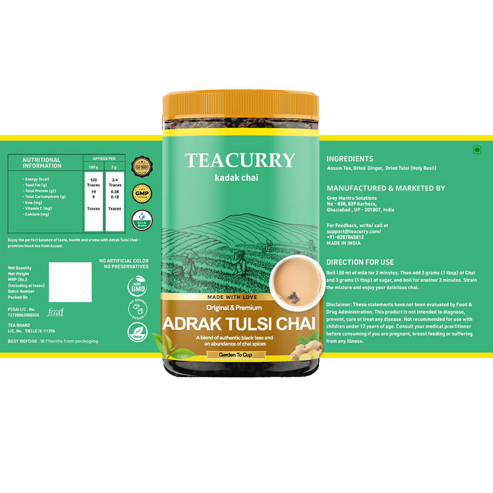 Teacurry Adrak Tulsi Chai Powder - Swadesiicart