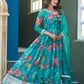 Anaita Blue Tabby Silk Readymade Anarkali Suit with Embroidery Thread & Sequence Work