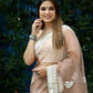 Vamsee Cotton Kerry Coffee (Cotton Kerry) Organza Saree - Swadesiicart