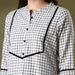 Anouk White Checked Mandarin Collar Pure Cotton Straight Kurta - Swadesiicart