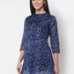 Myshka Women's Trendy Organza Printed Printed 3/4 Sleeve Round Neck Casual Multicolor Tunic