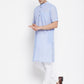 Even Apparels Blue Pure Cotton Men's H/S Kurta With Band Collar | Swadesiicart