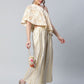 Ahalyaa Women Off White Crepe Floral Printed Top with Palazzos | Swadesiicart