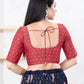 Joban Fashion Red Tissue Elbow Sleeveless Front Open Blouse - Swadesiicart