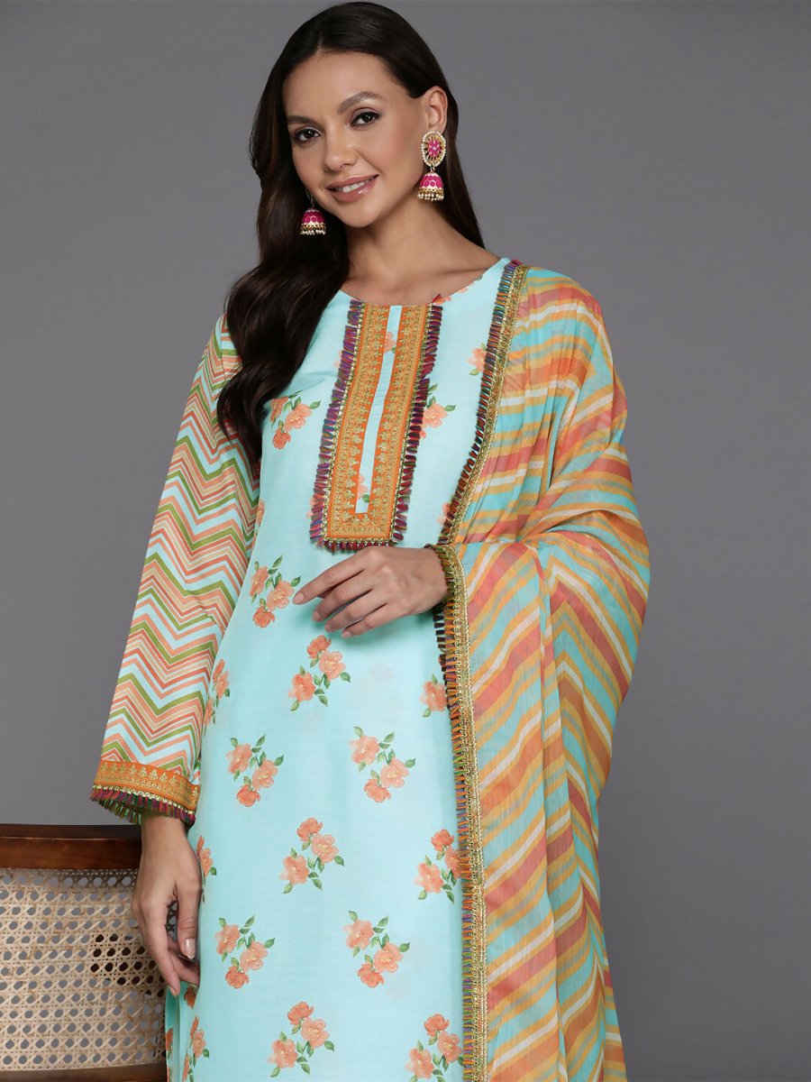 Ahalyaa Women's Traditional wear Kurta Set - Blue | Swadesiicart