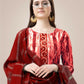 Jyoti Fashion Women's Orange Rayon Print with Embroidery & Fancy Lace Work Kurta with Trouser & Dupatta | Swadesiicart