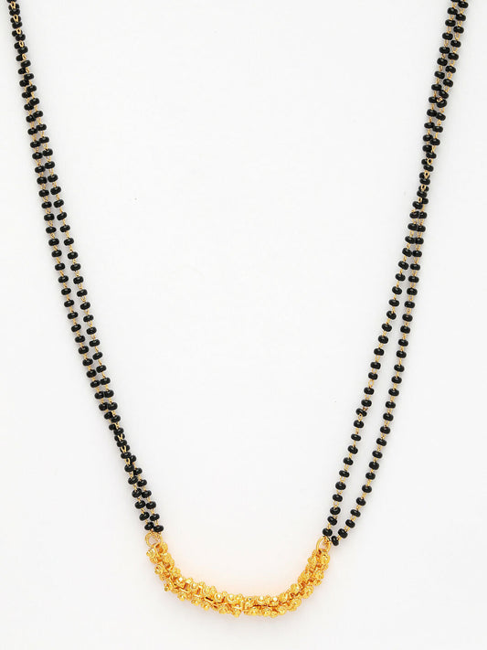 NVR Women's Gold-Polished Black Beaded Mangalsutra - Swadesiicart