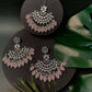 Ethnic Stylish Silver Oxidised Kundan Pearl Chandbali Earrings With Maang Tikka Set For Women And Girls - Wahe Jewels - Swadesiicart