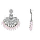 Ethnic Stylish Silver Oxidised Kundan Pearl Chandbali Earrings With Maang Tikka Set For Women And Girls - Wahe Jewels - Swadesiicart