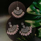 Ethnic Stylish Silver Oxidised Kundan Pearl Chandbali Earrings With Maang Tikka Set For Women And Girls - Wahe Jewels - Swadesiicart