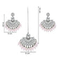 Ethnic Stylish Silver Oxidised Kundan Pearl Chandbali Earrings With Maang Tikka Set For Women And Girls - Wahe Jewels - Swadesiicart