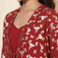 Janasya Women's Red Georgette Foil Printed Festive Flared Dress Set | Swadesiicart