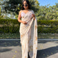 Vamsee Cream Chiffon Designer Saree - Swadesiicart