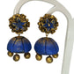 Terracota Beautiful Blue Terracotta Flower Studs with Jhumkas