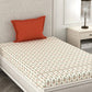 CHHAVI INDIA Cream-Coloured & Orange Floral Ultra Soft 210 TC Bedsheet with Pillow Covers - Swadesiicart