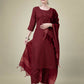Jyoti Fashion Women's Maroon Cotton Blend Embroidery & Sequence work Kurta with Trouser & Dupatta | Swadesiicart