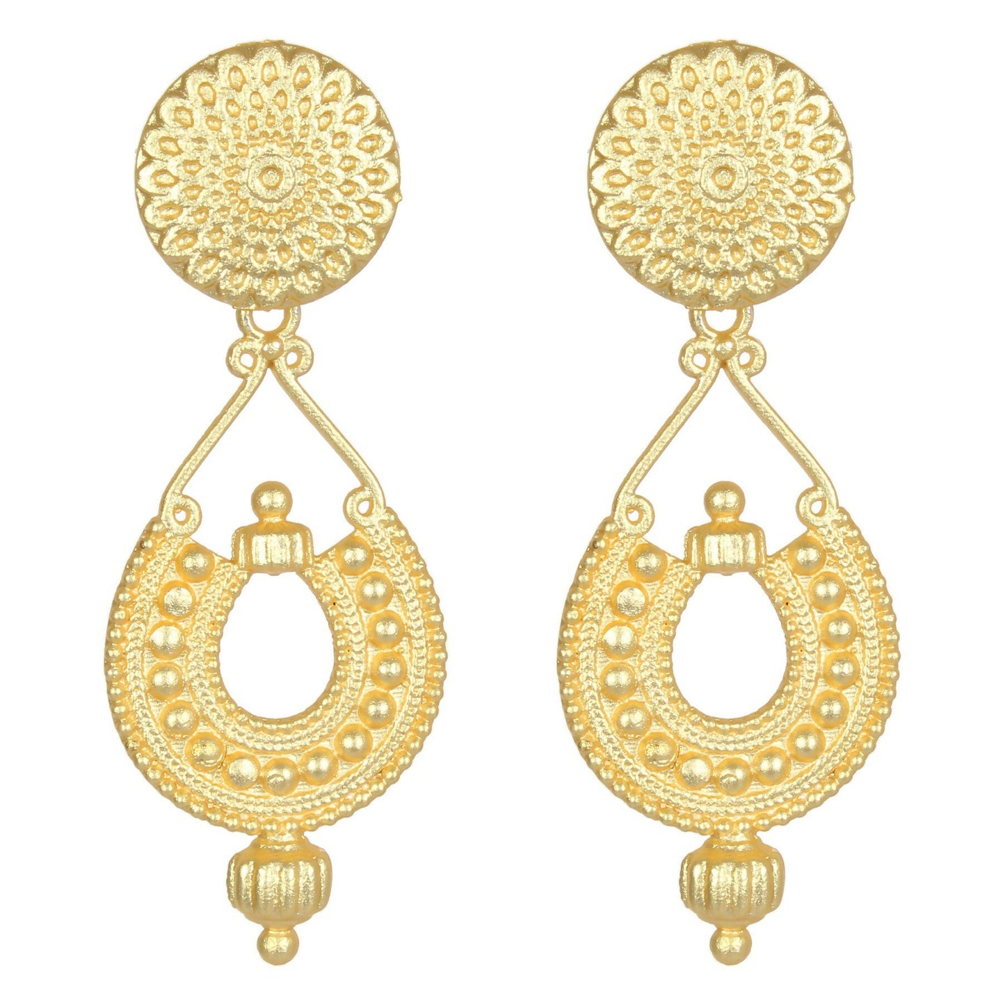 Joban Fashion Women Matte Gold Brass Earrings | Swadesiicart