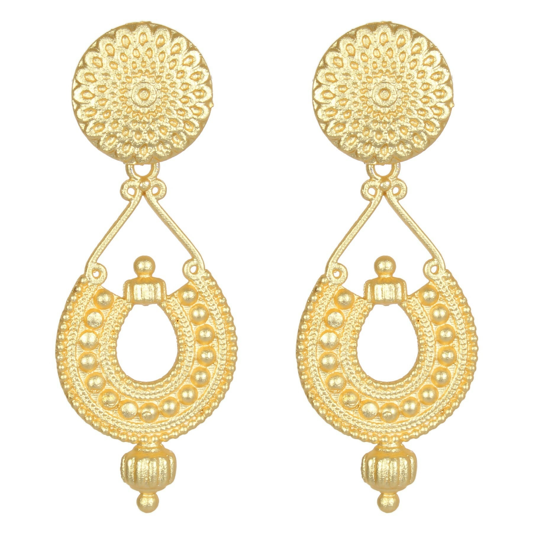 Joban Fashion Women Matte Gold Brass Earrings | Swadesiicart