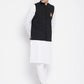 Even Apparels Black Pure Cotton White Kurta Sets With Eid Insignia Jackets PW66 | Swadesiicart
