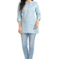 Snehal Creations Pretty Pastel Blue Rayon Short Kurti Tunic Top - Swadesiicart