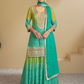 Lorenvalley Fashion Green and Teal Chinon Embroidery With Sequince Work Salwar Kameez Stitched | Swadesiicart