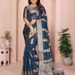 Aastha Fashion Teal Soft Organza Silk Weaving Saree