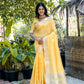 Vishnu Weaves Women's Yellow Pure Cotton Zari Woven Saree with Blouse - Swadesiicart