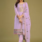 Lavender Swarovski Work & Embroidered Eid Wear Salwar Suit - Emponline | Swadesiicart