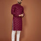 Anaita Maroon Embroidered Cotton Straight Kurta