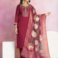 Ethnic Festive Wear Viscose Chanderi Maroon Stitched Suit With Dupatta - Tanisha | Swadesiicart