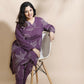 Breathables Women’S Purple Cotton Abstract Print Loungewear Co-Ord Set – Long Kurta & Pants