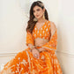 Aastha Fashion Orange Butterfly Net White Cotton Thread Work And Sequence Work Embroidery Wedding Wear Lehenga Choli