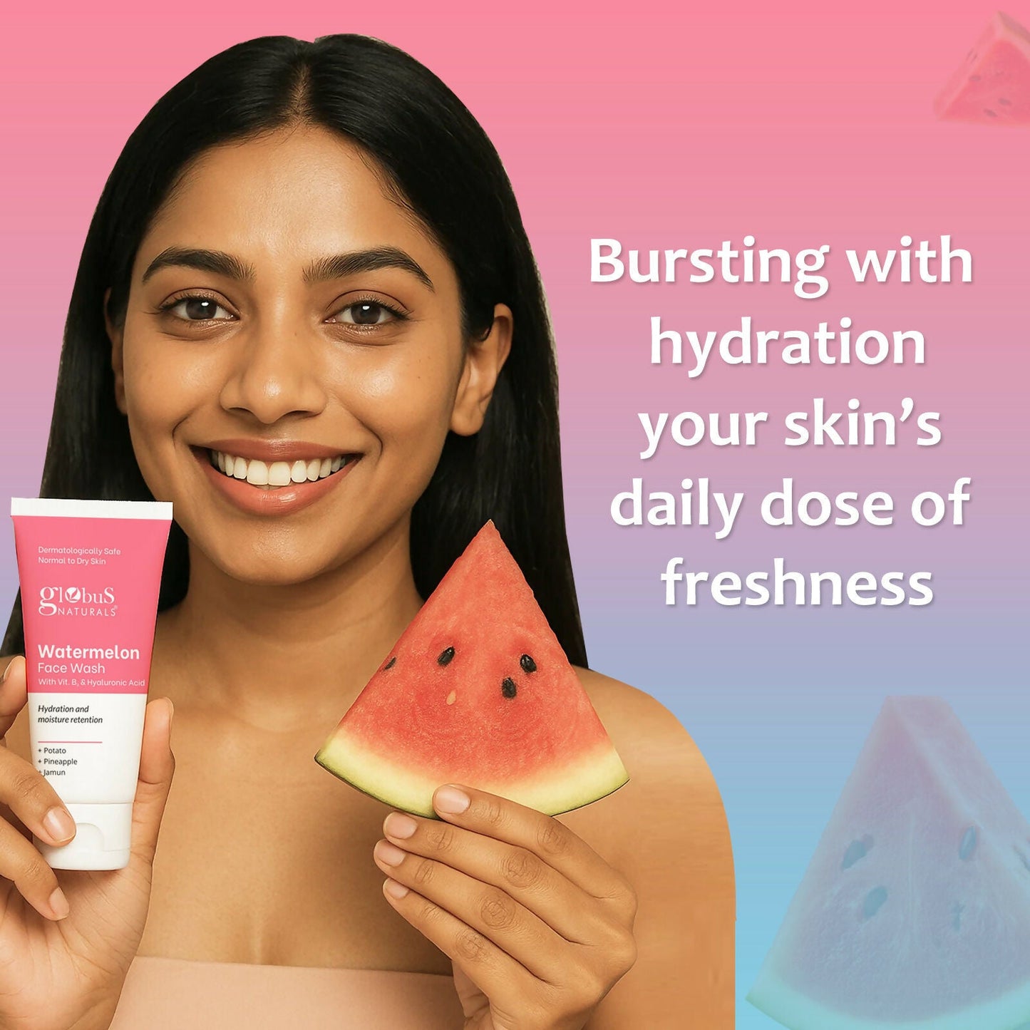 Globus Naturals Watermelon Face Wash with Vitamin B3 & Hyaluronic Acid | Swadesiicart