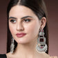 NVR Women's Silver-Plated Artificial Stones and Beads Chandbali Earrings | Swadesiicart