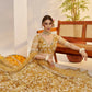 Aastha Fashion Light Golden Butterfly Net White Cotton Thread Work And Sequence Work Embroidery Wedding Wear Lehenga Choli