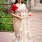 White Jute Silk Ethnic Motifs Saree with Unstitched Blouse - Hiral Fashion | Swadesiicart