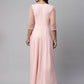 Ahalyaa Women Pink Crepe & Net Foil Print Dress | Swadesiicart