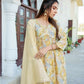Vaasva Women Yellow Muslin Embroidered Kurta, Pant & Dupatta Set | Swadesiicart