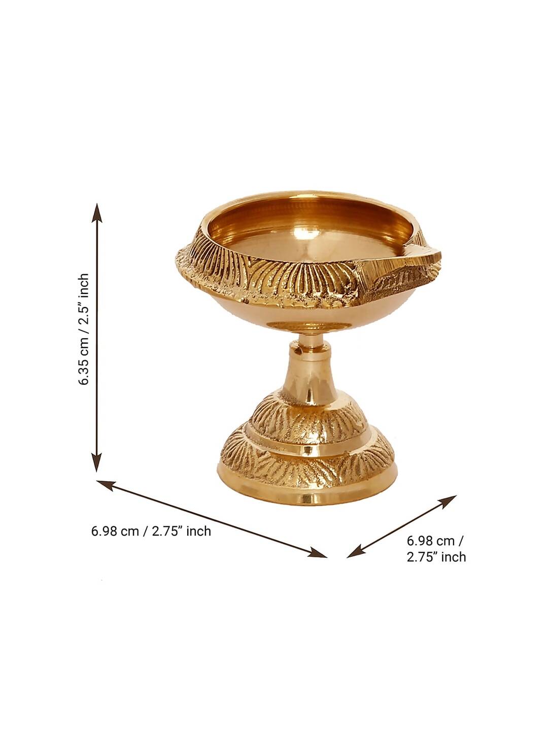 eCraftIndia Gold Toned 2 Pieces Brass Diyas | Swadesiicart