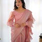 Teeya Creation Peach Color Zimichhu Silk Fully Stitched Ready To Wear Saree | Swadesiicart