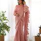 Teeya Creation Peach Color Zimichhu Silk Fully Stitched Ready To Wear Saree | Swadesiicart